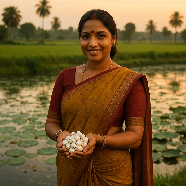 bihar girl near makhana pond